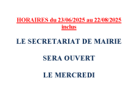 HORAIRES vacances
