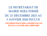 Fermeture secrétariat pour fêtes de fin d’année